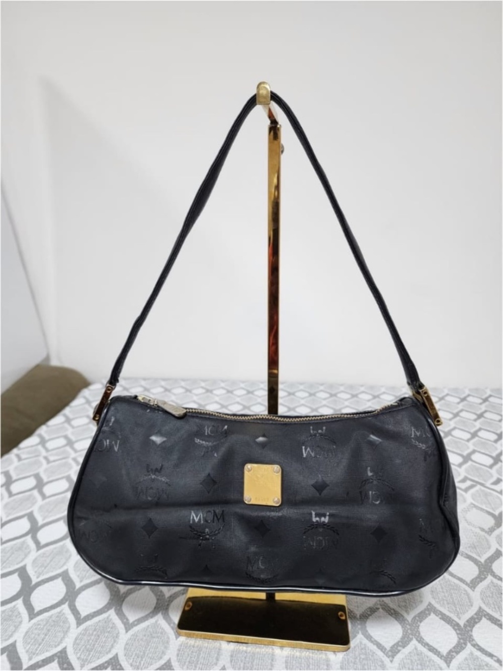 Authentic MCM Vintage Shoulder Nylon Bag Black